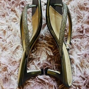 Pelle Moda Women's Metallic Strappy Rhinestone Heels